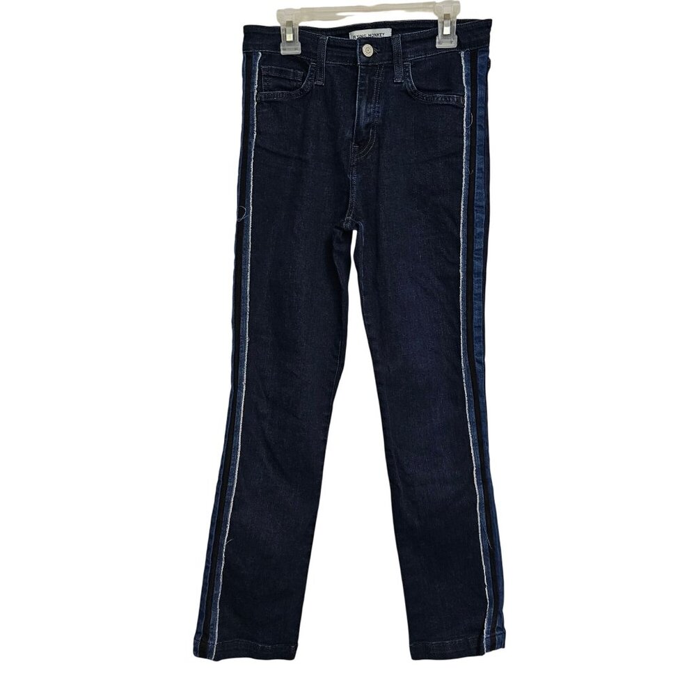 Womens 27 Flying Monkey Dark Washed Denim Jeans Straight Striped Retro Y2K Pants